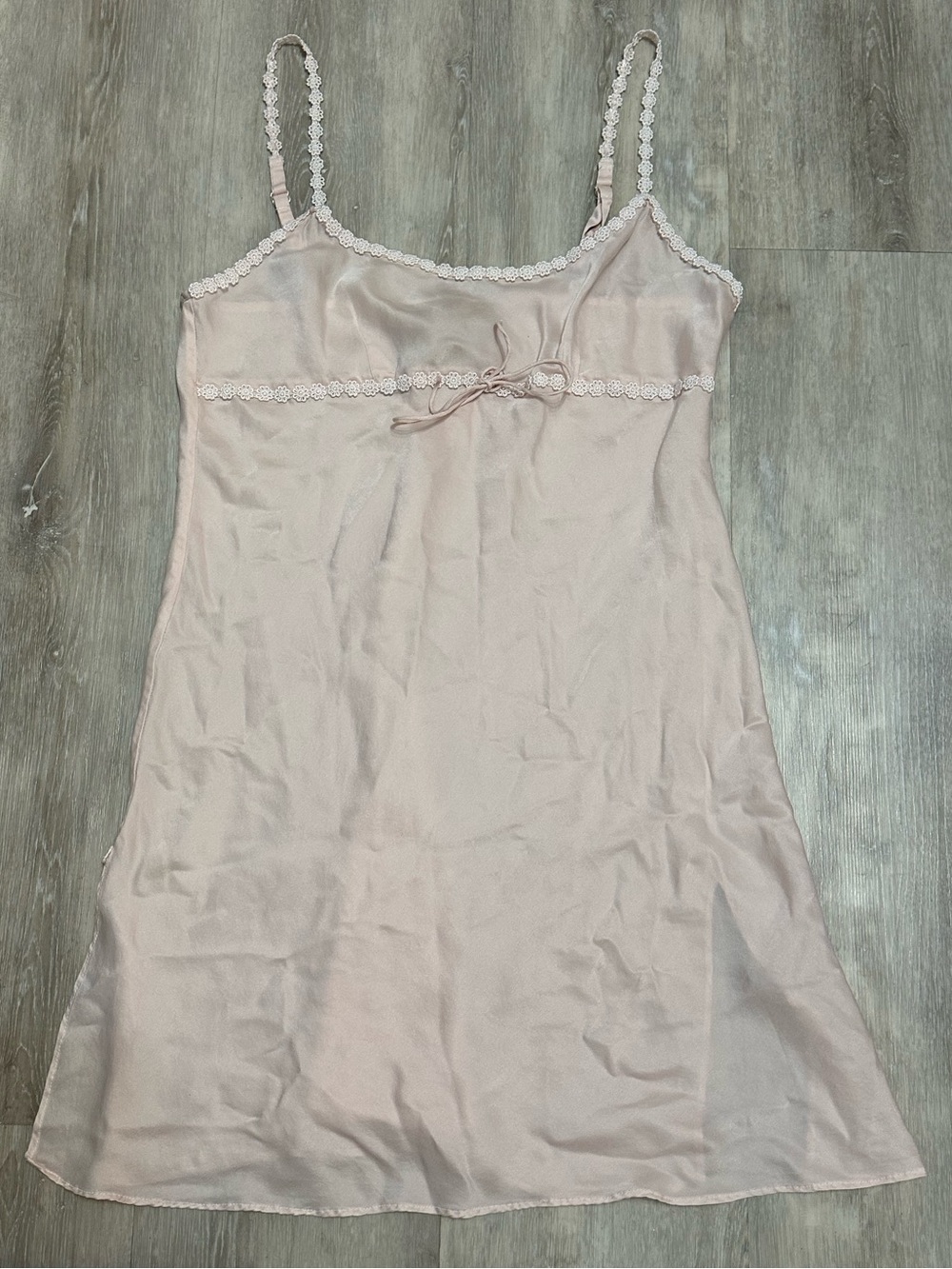 La SENZA 100% Silk Vintage Y2K, Pale Pink Chemise, Medium